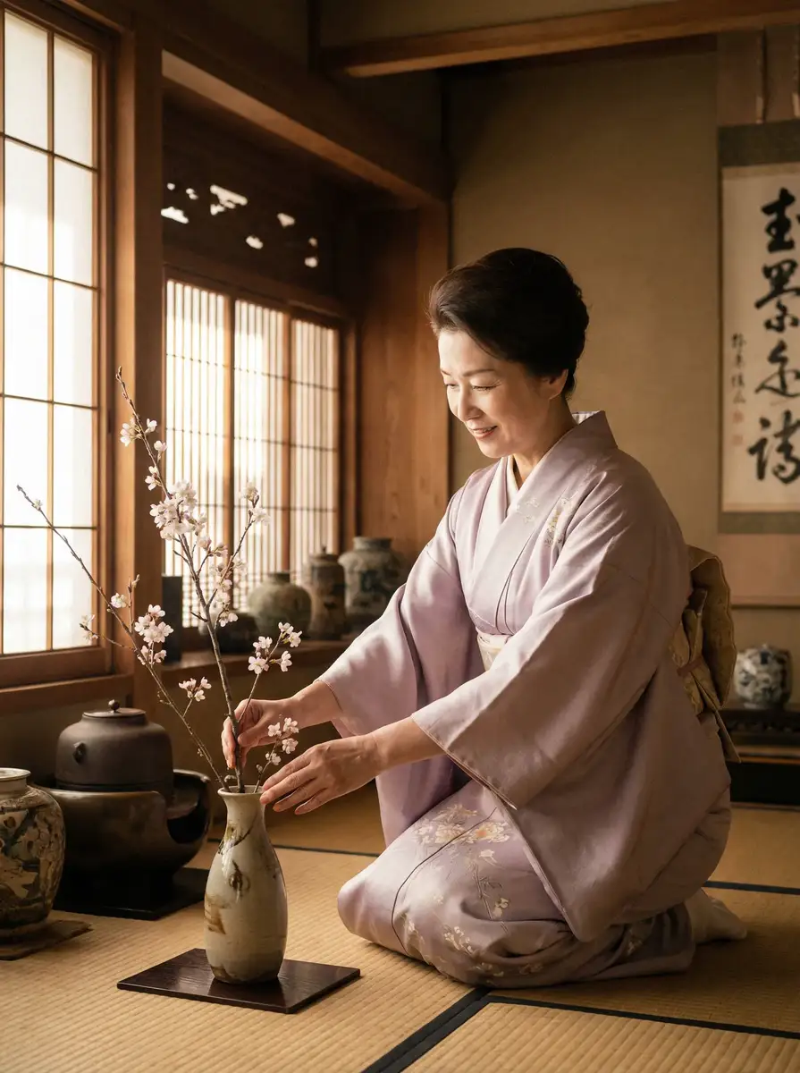 一位优雅的 《吃瓜黑料》_吃瓜黑料聚集地 | 全网精选吃瓜黑料导航 在和室中插花